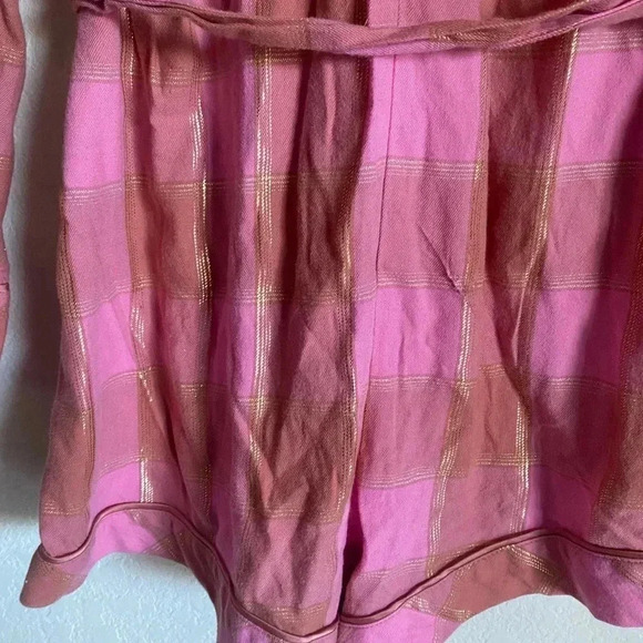 Victoria’s Secret Flannel Tie Romper Cherry Plaid Gold Trim Y2K Loungewear S - Picture 13 of 13